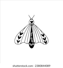 vector illustration of a moth with a flower
