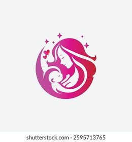 Vector illustration of mother and baby logo image