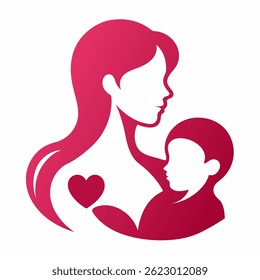 Ilustração vetorial. Ícone das silhuetas da mãe e do bebê. Cartão de Feliz Dia das Mães.isolado em um fundo branco