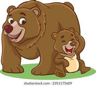 ilustración vectorial de la madre del oso y del bebé