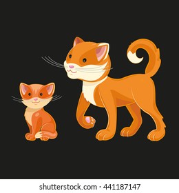 vector illustration of a mother cat and kitten