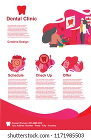 vector illustration - the mother checked her child to the dentist so that her child's teeth were healthy. poster template, web, modern design.
