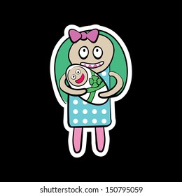 vector illustration of mother and child