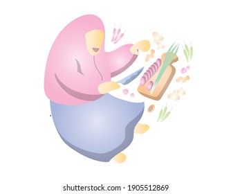 Ilustración vectorial de la cocina de la madre en la cocina