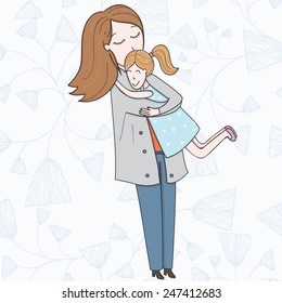 Vector illustration with mother and daughter
