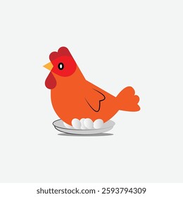 Vector illustration of a mother hen alone.