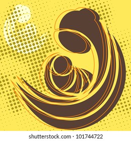 Vector illustration of mother and her baby on grungy background