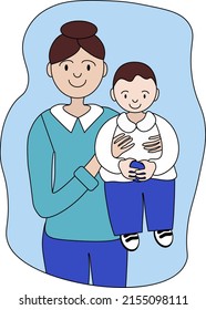 vector illustration mother holding baby in hands