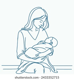 Vector Illustration Of Mother Holding Baby In Arms