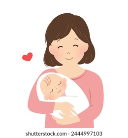 Ilustración vectorial de una madre sosteniendo a un bebé