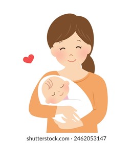 Vector illustration of a mother holding a baby