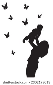 vector illustration of a mother holding her baby.