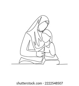 Vector illustration of a mother hugging her daughter