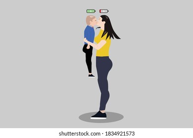 vector Illustration Of Mother kissing Baby Son
