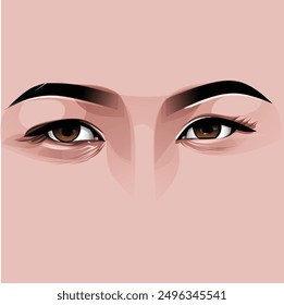 Vector illustration of a mother looking at her with love. Gradient Vector illustration