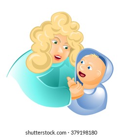 Vector illustration of a mother and son