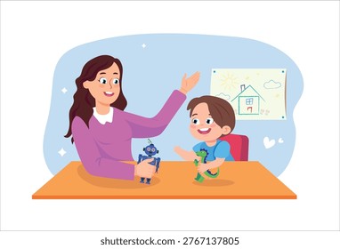 Vector illustration mother talking