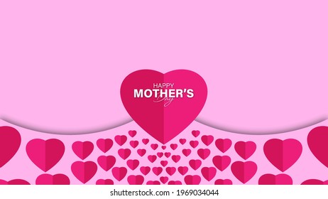 Vector Illustration of Mother's day background, heart shapes.