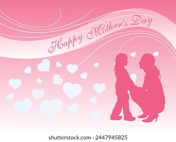 Vector Illustration of Mother's Day Greeting Card on Pink Background.