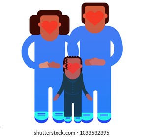  Vector illustration. Mother's Day. Modern illustration of a happy family. For greeting card, poster, banner, printing, mailing.