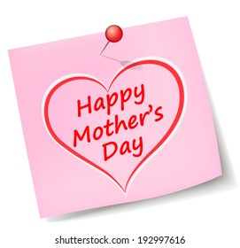 Vector illustration of mothers day note on white background