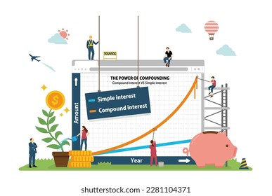 Vector illustration with the motif of the effect of compound interest