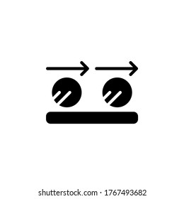 Vector illustration of motion icon or logo with black color and glyph design style. 64px of artboard, Pixel Perfect