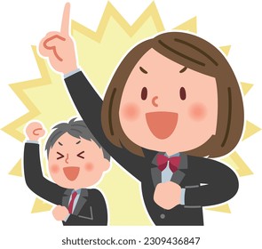 Vector illustration of motivated student man and woman.