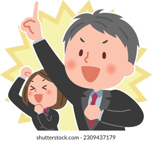 Vector illustration of motivated student man and woman.