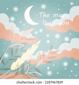 Vector illustration motivation postcard magic sky