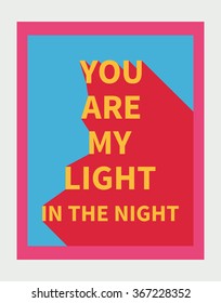 Vector illustration: motivation poster with love slogan with diagonal shadow made in bright colors and pop-art style