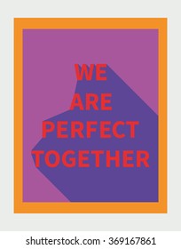 Vector illustration: motivation poster with love slogan with diagonal shadow made in bright colors and pop-art style