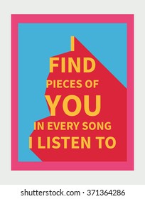 Vector illustration:  motivation poster with love slogan with diagonal shadow made in bright colors and pop-art style