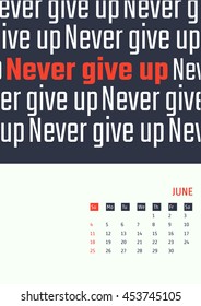 Vector Illustration of motivation quotes calendar for Design, Website, Background, Banner. Print Planner inspiration concept Template. Monthly lettering 2017 year