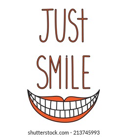 Vector illustration with motivational quote 'Just smile'