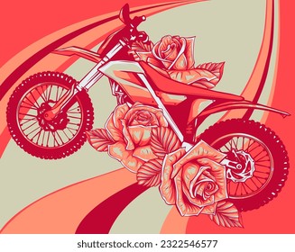 vector illustration of motocross bike for extreme trips through the mountains.