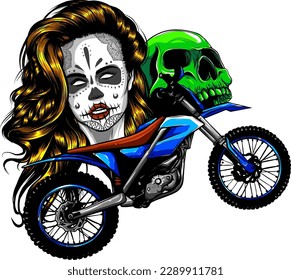 vector illustration of Motocross dirt rider on white background