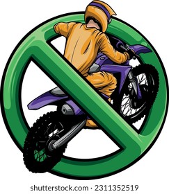 vector illustration of motocross Forbidden Icon design