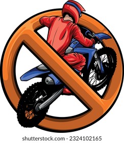 vector illustration of motocross Forbidden Icon design