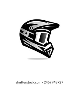 vector illustration of motocross helmet isolated on white background