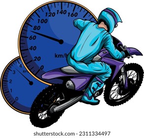vector illustration of motocross rider with dashboard