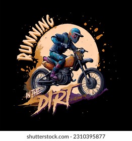 Vektorgrafik von Motocross in Aktion. Design für den Druck auf T-Shirts, Plakate usw...