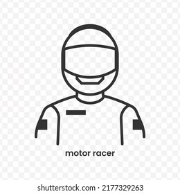 Vector illustration of motor racer icon in dark color and transparent background(png).