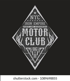 vector illustration of motor sport theme badge.  t shirt graphics