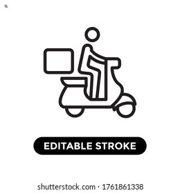 Vector illustration of motorbike icon or logo use black color with line design style. 64px of artboard, Pixel Perfect, Editable Stroke