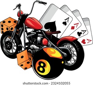 vector illustration of Motorbike with pub game