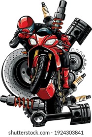 Vector illustration of motorbike with Spares design