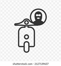 Vector illustration of motorbike thief icon in dark color and transparent background(png).