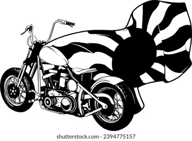 vector illustration of motorcycle in black and white