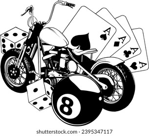 vector illustration of motorcycle in black and white
